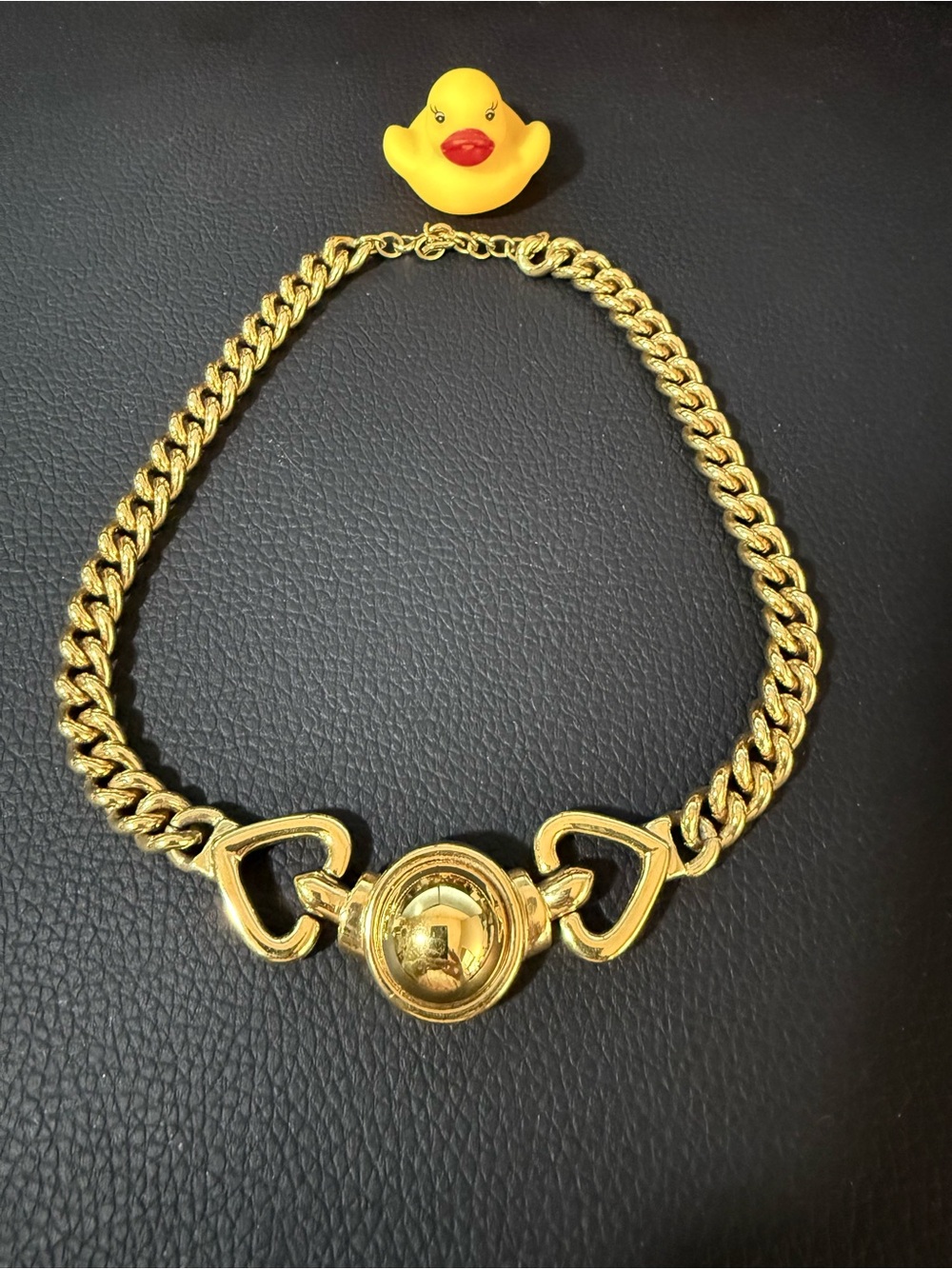 Vintage Monet Gold Tone Double Heart Necklace | Signed | Circa 1980s